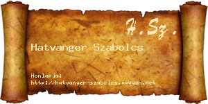 Hatvanger Szabolcs névjegykártya